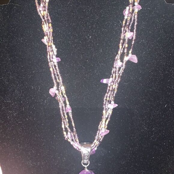 Amethyst Multi Strand Beaded Necklace - Picture 2 of 14